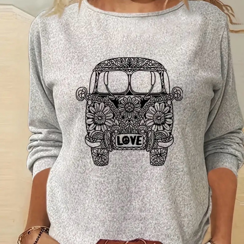 Gray Graphic Women's Top